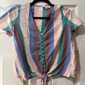 Multicolor Striped Button-Down Top -Madewell size XS